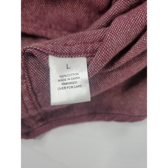 On The Byas Button Up Long Sleeve Flannel Shirt Mens Size Large Maroon Western - Picture 7 of 7